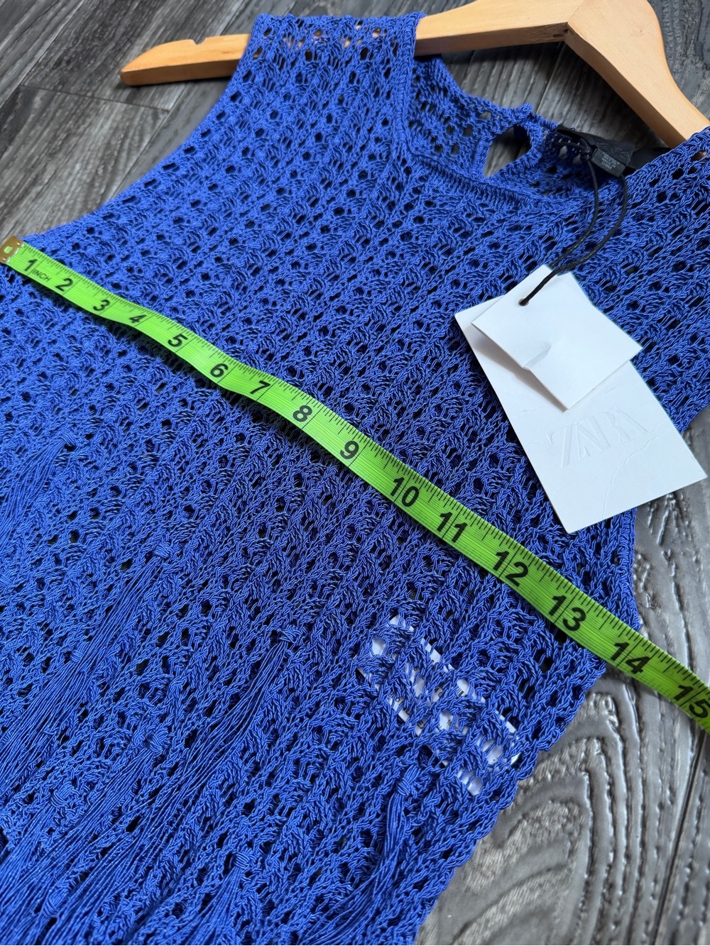 NWT Zara Crochet Fringe Sleeveless Top in Vivid Electric Periwinkle Blue Small - Picture 10 of 12